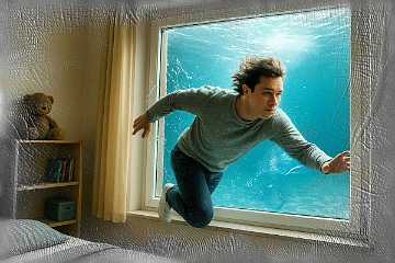 Durchbruch durch das Fenster ins Wasser